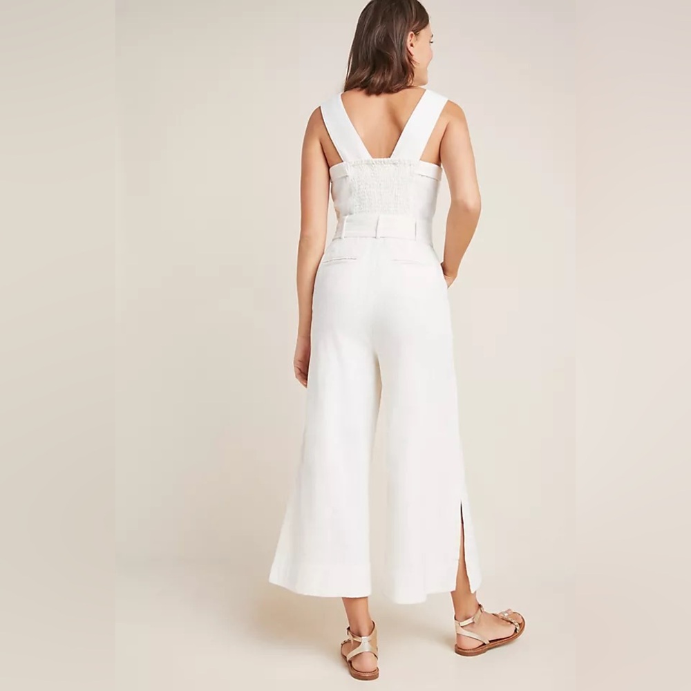 Anthropologie Cape Cod Linen Blend White Jumpsuit, Size US 2 - Picture 3 of 7